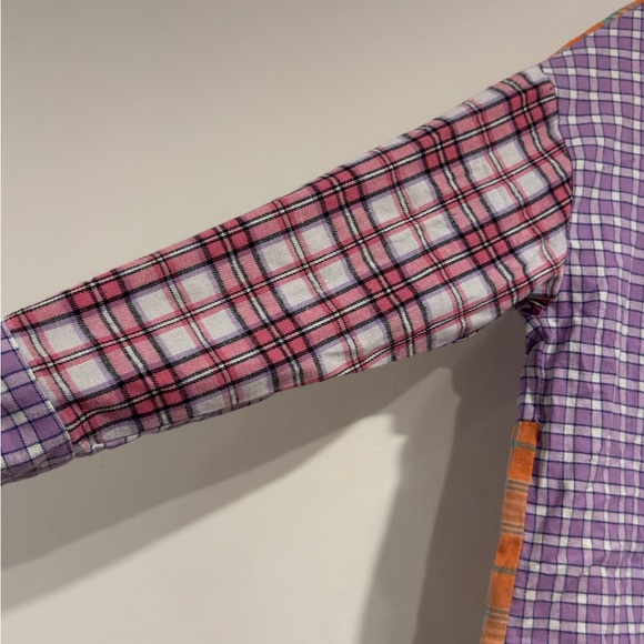 Better Be Women’s Patchwork Plaid Button-Down Shirt Multicolor Oversized Flannel - Picture 9 of 16